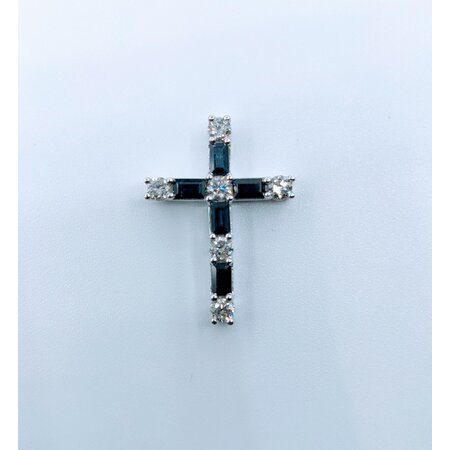 Pendant Cross .53ctw Diamonds 1.11ctw Sapphire 14kw 1x.7" 123060178