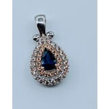  Pendant Tear Drop .33ctw Diamonds .50ct Sapphire 14ktt .8x.4" 123060192