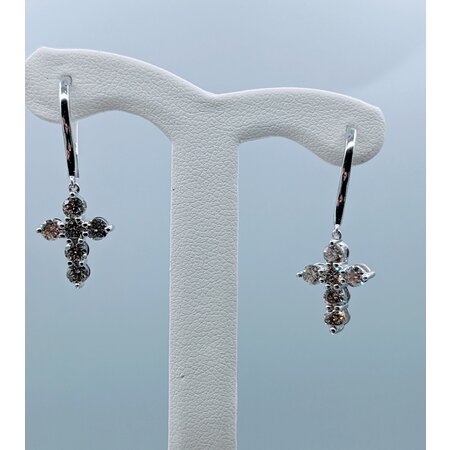 Earrings Cross French Hook 1.54ctw Diamonds 14kw 1.2x.35" 123060167