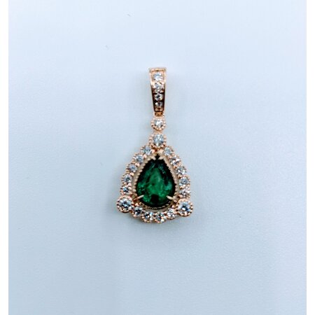 Pendant Drop .30ctw Diamonds .50ct Emerald 14ky .6x.35" 123060164