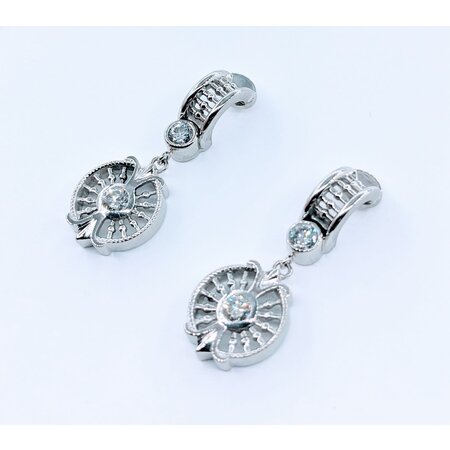 Earrings Dangle .80ctw Round Diamonds Palladium 32x12mm 223070110