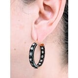  Earrings Hoops 4.0ctw Rose Cut Diamonds 14k/SS 33.5x5.5mm 223070053