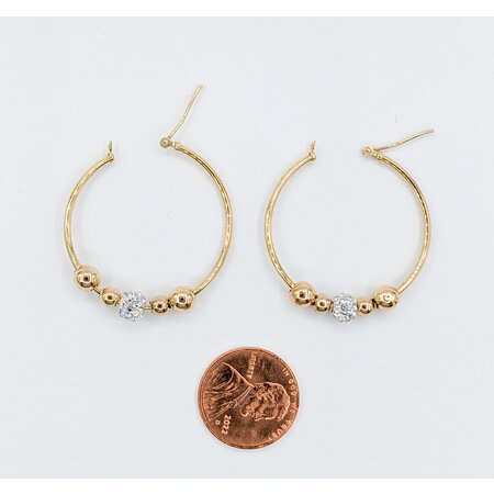 Earrings Hoop Crystal Ball 10ky 1.25" 123070003