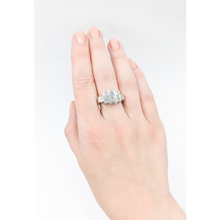 Ring 1.75ctw Princess & Baguette Diamonds 950pt Sz6.5 123070099