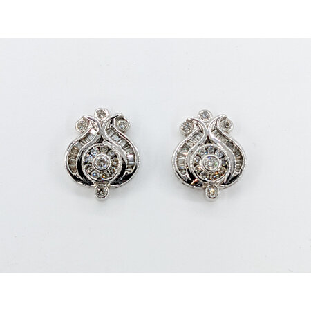 Earrings Shield Screwback .70ctw Diamonds 14kw 18.3x14.5mm 122100009