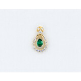  Pendant .25ctw Round Diamonds 6x4mm Emerald 14ky 19x11.5mm 223070154