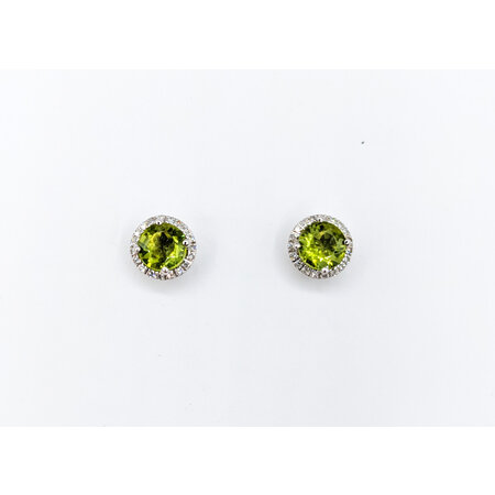 Earrings .15 Diamonds 1.89 Ctw PERIDOT 14KW 122120216