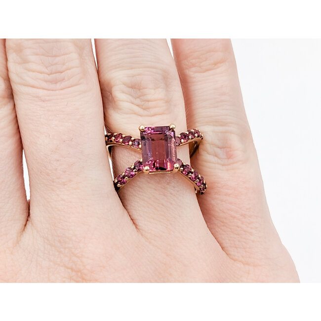 Ring 2.28ct Pink Tourmaline 1.05ctw Rubies 14ky Sz6 223030042