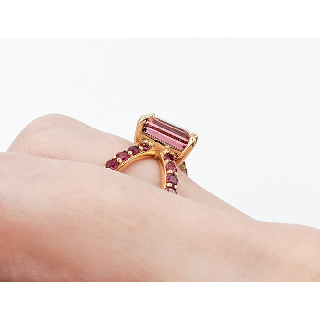 Ring 2.28ct Pink Tourmaline 1.05ctw Rubies 14ky Sz6 223030042