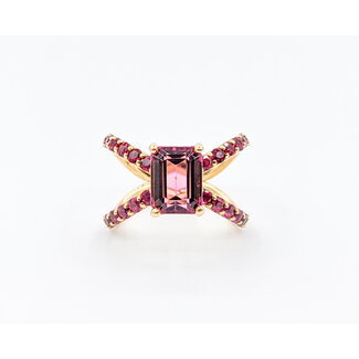 Ring 2.28ct Pink Tourmaline 1.05ctw Rubies 14ky Sz6 223030042