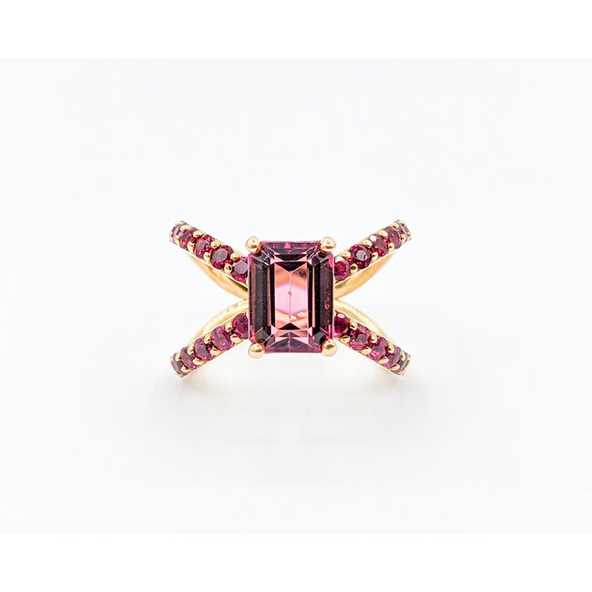 Ring 2.28ct Pink Tourmaline 1.05ctw Rubies 14ky Sz6 223030042