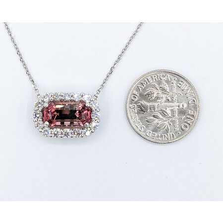 Necklace .64ctw Round Diamonds 2.67ct Tourmaline 14kw 16-18" 122110004