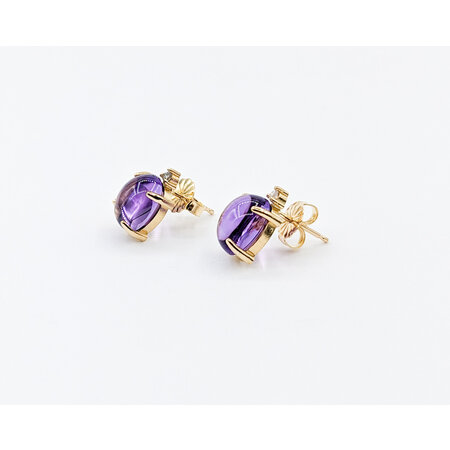 Earrings .02ctw Round Diamonds 9x7mm Amethyst 14ky 11x7mm 123080056