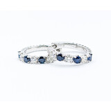  Earrings Hoop 1.18ctw Diamonds 1.53ctw Sapphire 14kw 1" 123030175