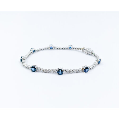 Bracelet .27ctw Round Diamonds (9)4mm Sapphires 14kw 6.5" 223010025