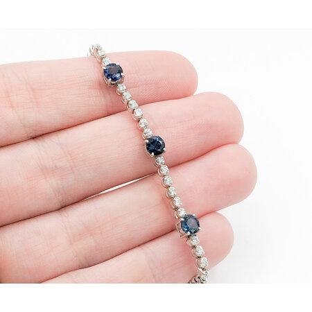Bracelet .27ctw Round Diamonds (9)4mm Sapphires 14kw 6.5" 223010025