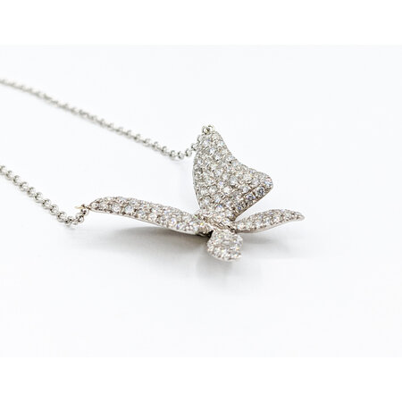 Necklace Butterfly 1.65ctw Round Diamonds 14kw 223080011