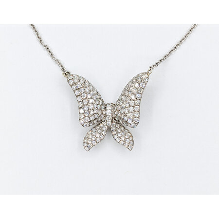 Necklace Butterfly 1.65ctw Round Diamonds 14kw 223080011