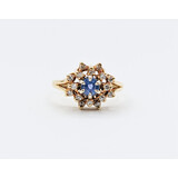  Ring Cocktail .15ctw Round Diamond .20ct Sapphire 14ky Sz4.5 223020053