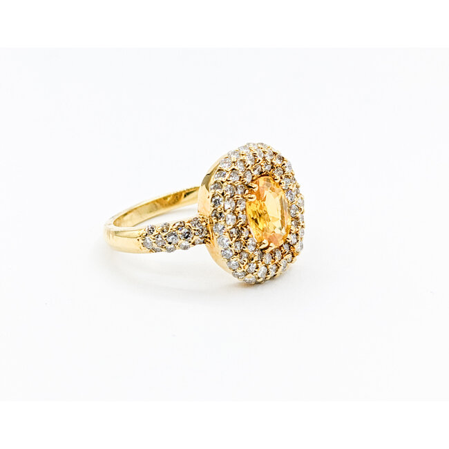 Ring .98ctw Round Diamonds 1.45ct Yellow Sapphire 18ky Sz7 223030023