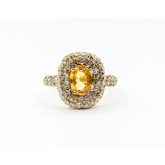 Ring .98ctw Round Diamonds 1.45ct Yellow Sapphire 18ky Sz7 223030023