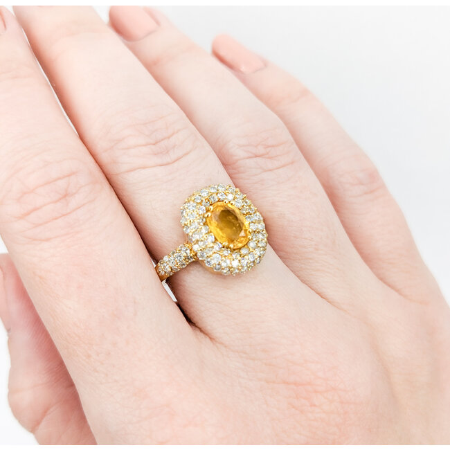 Ring .98ctw Round Diamonds 1.45ct Yellow Sapphire 18ky Sz7 223030023