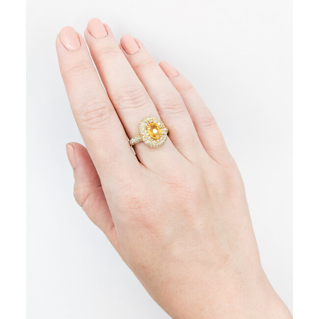 Ring .98ctw Round Diamonds 1.45ct Yellow Sapphire 18ky Sz7 223030023