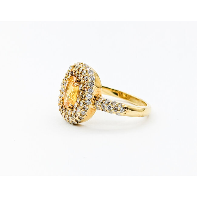 Ring .98ctw Round Diamonds 1.45ct Yellow Sapphire 18ky Sz7 223030023
