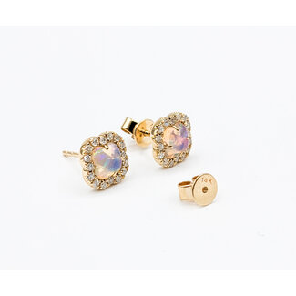 Earrings Quatrefoil Diamonds .62ctw Opal 14ky .3x.3" 123060177