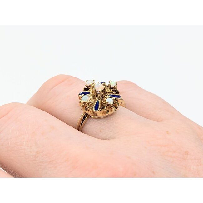 Ring Vintage Enamel Opal 14ky Sz6.5 222110112