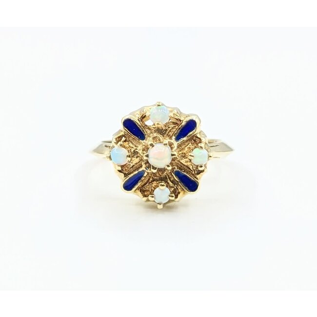 Ring Vintage Enamel Opal 14ky Sz6.5 222110112