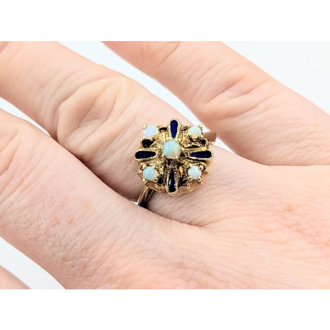 Ring Vintage Enamel Opal 14ky Sz6.5 222110112