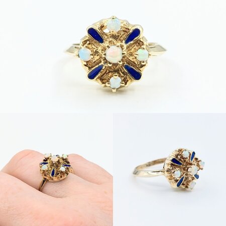 Ring Vintage Enamel Opal 14ky Sz6.5 222110112