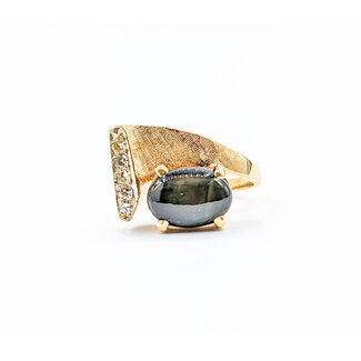 Ring .10ctw Round Diamonds 10x7mm Sapphire 14ky Sz5 223080006