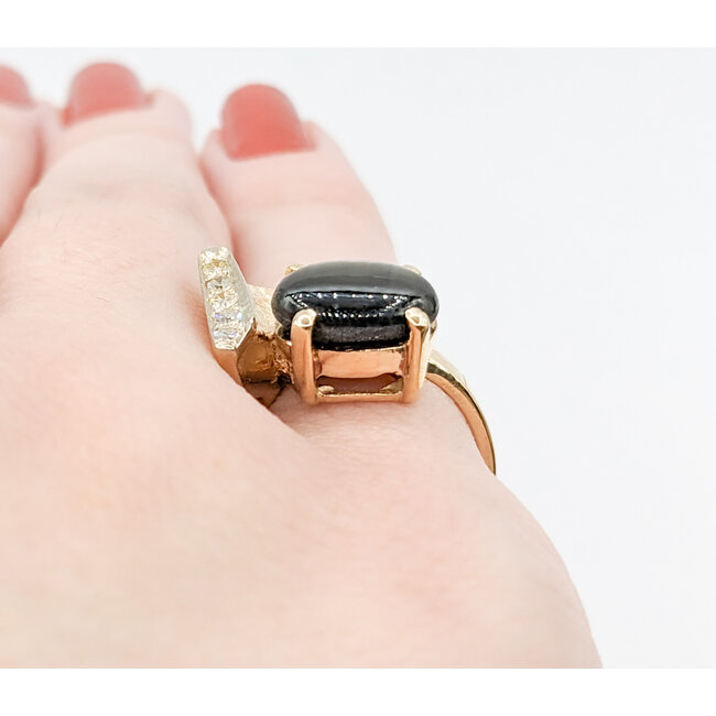 Ring .10ctw Round Diamonds 10x7mm Sapphire 14ky Sz5 223080006