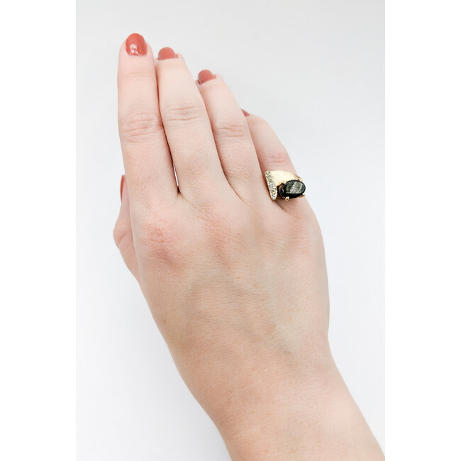 Ring .10ctw Round Diamonds 10x7mm Sapphire 14ky Sz5 223080006