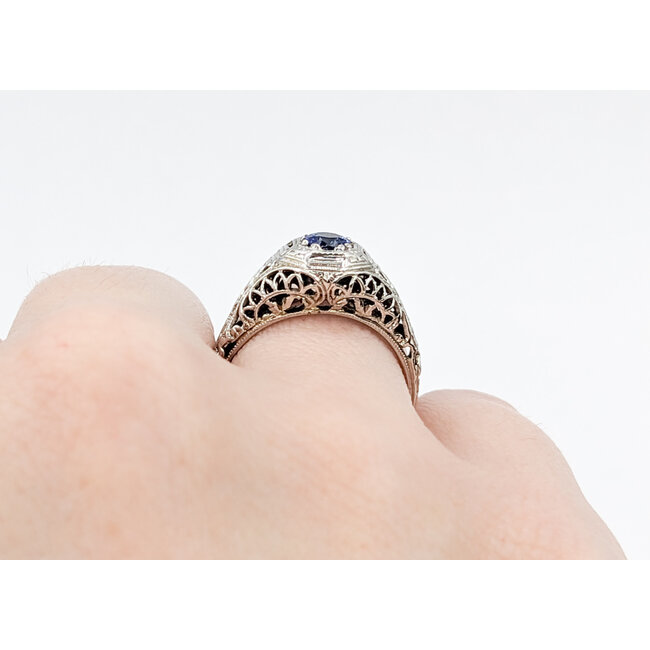 Ring Antique .36ct Sapphire 18kw Sz5 123060151