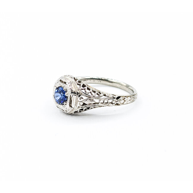 Ring Antique .36ct Sapphire 18kw Sz5 123060151