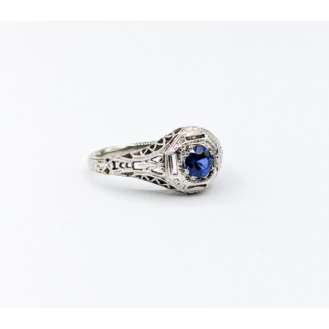 Ring Antique .36ct Sapphire 18kw Sz5 123060151
