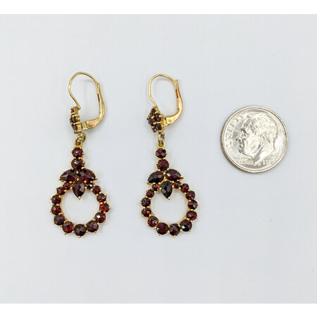 Earrings Vintage Dangle 4.00ctw Garnet 10ky 1.6x.5" 122090067