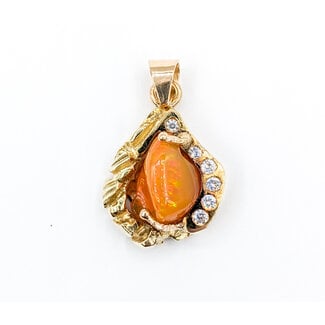 Pendant 3.0ct Freeform Opal CZ's 14ky 36x22mm 223080049