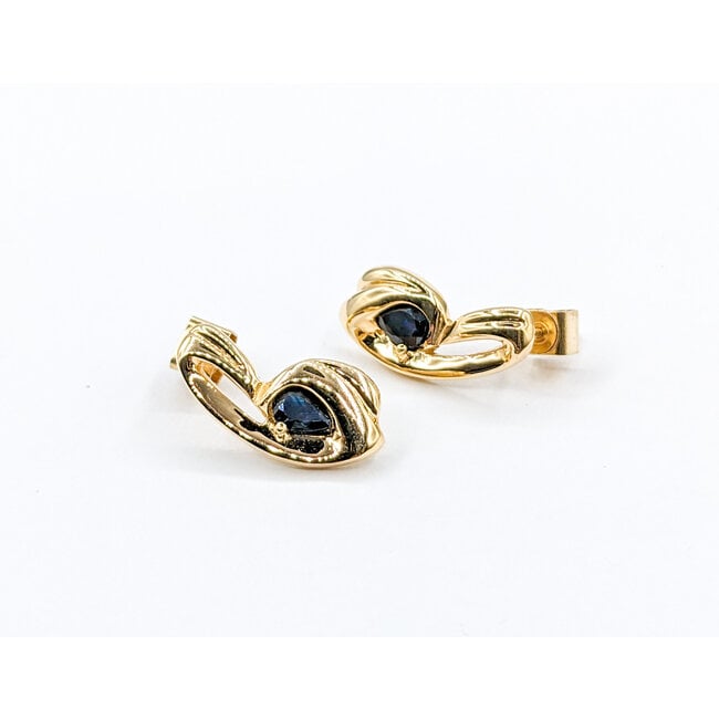 Earrings 5x4mm(.45ct) Pear Sapphire 14ky 19x9mm 223080060
