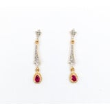  Earrings Dangle .10ctw Round Diamonds .25ctw Rubies 14ktt 33x5.5mm 223080048