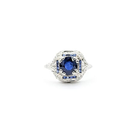 Ring Antique .10ctw Diamonds 1.49ct Sapphire 900pt Sz5.75 123060146