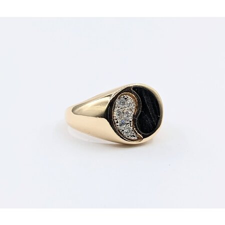 Ring Yin Yang .12ctw Round Diamonds Black Stone 14ky Sz5 222120014