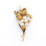  Brooch Mikimoto 5.5-8.6mm Akoya Pearls 14ky 78x45mm 223010023