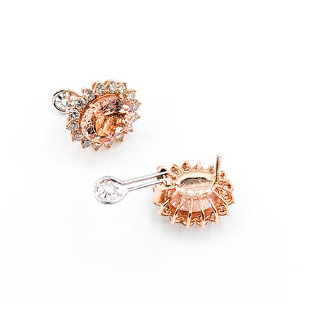 Earrings 1.86ctw Diamonds 8.82ctw Morganite 14kr 17.7x15.7mm 121090332