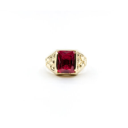 Ring Nugget 10x8 Synthetic Ruby 10ky Sz10 223080083
