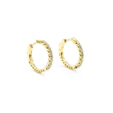 Earrings Hoop .95ctw Diamonds 14ky .9" 123030177