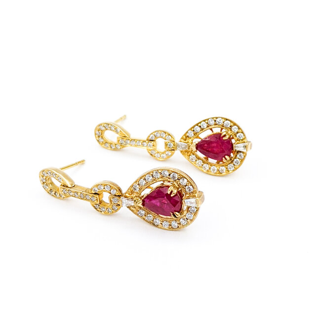 Earrings .89ctw Round Diamond 2.73ctw Ruby 14ky 620070012
